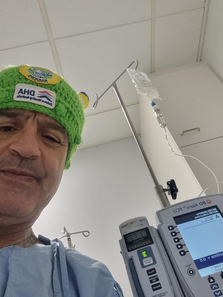 Tayoun hasn't attended a game since round 2 but was cheering his side from the hospital bed and now at home. Picture: Supplied