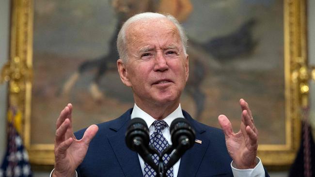 US President Joe Biden speaking about the ongoing evacuation of Afghanistan. Picture: Jim Watson/AFP