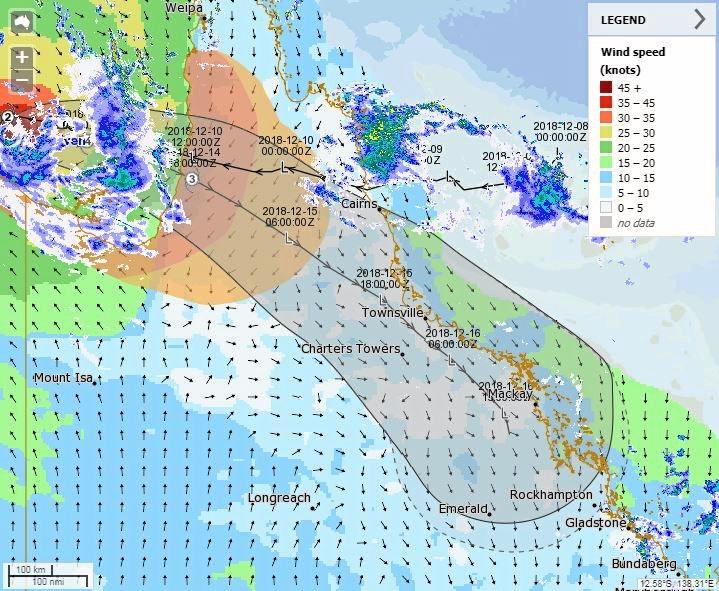 Tropical Cyclone Owen is tracking east over the Gulf of Carpentaria today and is expected to strengthen into a category four cyclone by 1pm today. Picture: Bureau of Meteorology