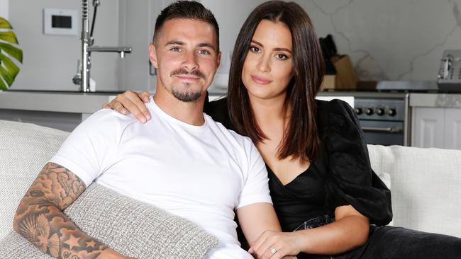 Jamie Maclaren with fiance Iva Arapovic. Picture: Andrew Tauber