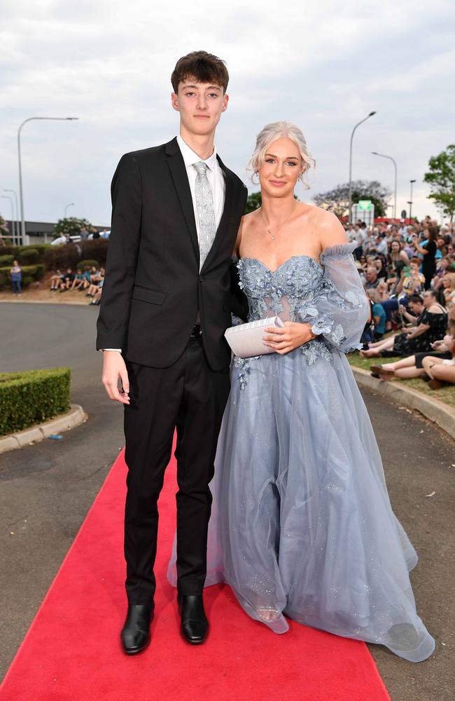 Finn Fielding and Mya Volp at Highfields State Secondary College. Picture: Patrick Woods.