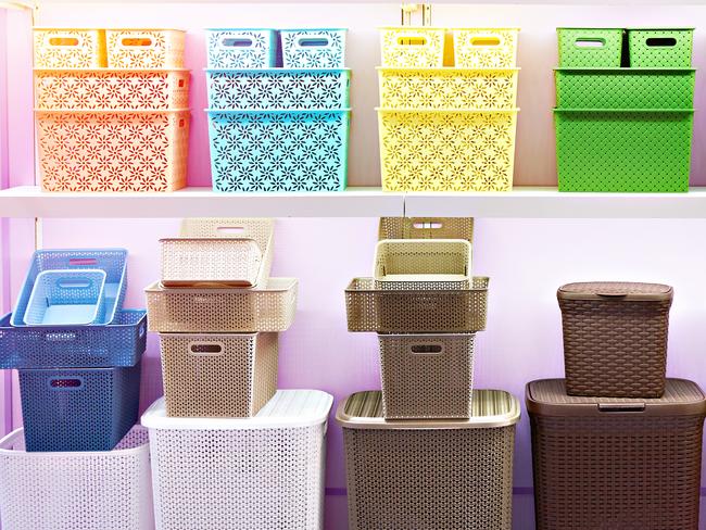 Colourful plastic containers to organise your home