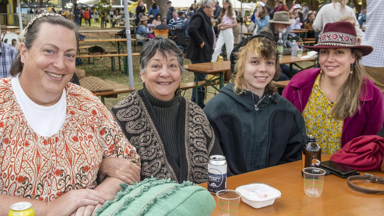 (from left) Madison Crowe, Robyne Matthews, Kuinn McCotter and Tina Crowe. Festival of Food and Wine, Queens Park, Toowoomba Carnival of Flowers. Sunday, September 11, 2022. Picture: Nev Madsen.