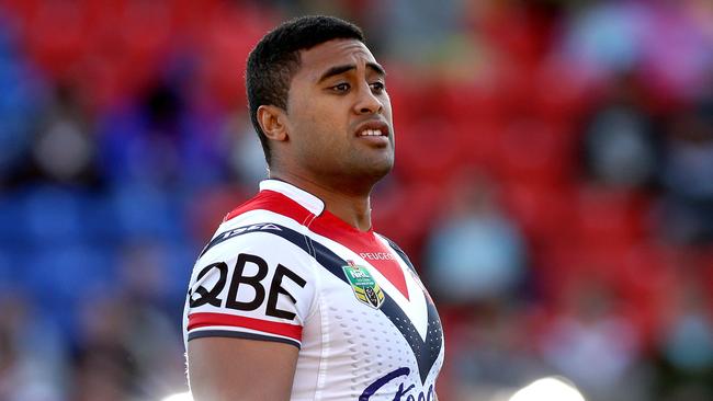 Roosters Michael Jennings during warm up for the NRL game between the Newcastle Knights and the Sydney Roosters at Hunter Stadium .Picture Gregg Porteous