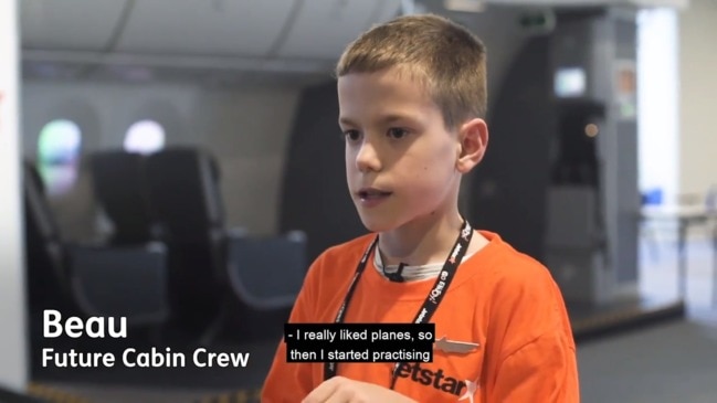 Kid memorises Jetstar's entire safety briefing