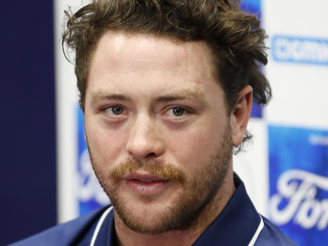 GEELONG, AUSTRALIA - OCTOBER 17: Jack Steven speaks to the media during a Geelong Cats AFL media opportunity at GMHBA Stadium on October 17, 2019 in Geelong, Australia. (Photo by Darrian Traynor/Getty Images via AFL Photos)