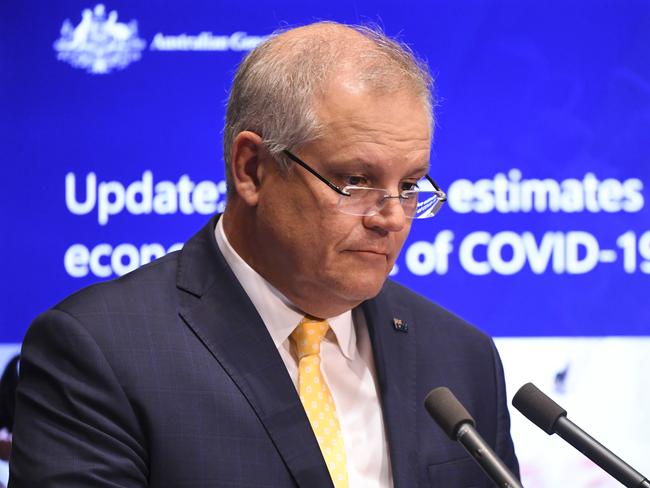 Prime Minister Scott Morrison speaks to the media yesterday. Picture: AAP