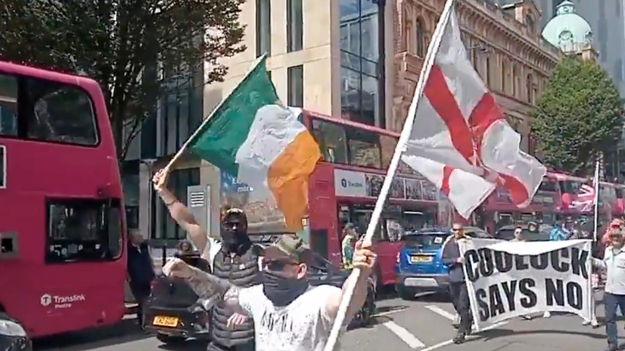 Catholics and Protestants unite in the streets of Belfast, Northern Ireland. Picture: Supplied