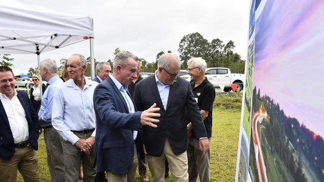 A press conference including Prime Minister Scott Morrison, deputy PM Michael McCormack, premier Gladys Berejiklian, deputy premier John Barilaro and local members Kevin Hogan and Chris Gulaptis   for the official opening of the Pacific Highway redevelopment. Photos: Adam Hourigan