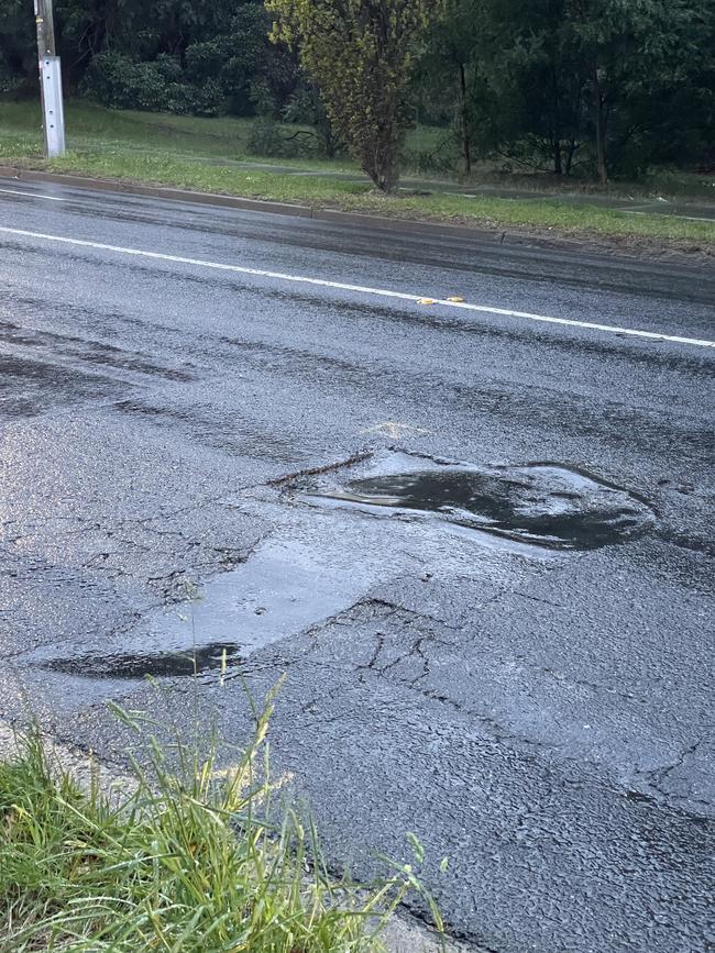 A pothole on Warrigal Rd, Burwood.