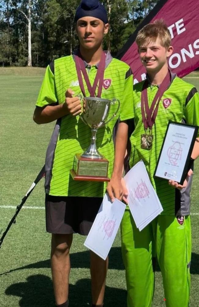 Sandgate-Redcliffe cricketers Lakshdeep Singh and Steven Hogan.