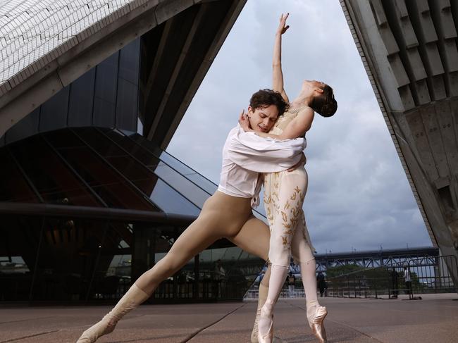 DAILY TELEGRAPH NOVEMBER 29. Ballet dancers Sharni Spencer and Callum Linnane from Romeo and Juliet which is opening at the Sydney Opera House on Thursday. Picture: Jonathan Ng