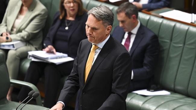 Defence Minister Richard Marles would not answer questions about when the decision was made to carry out the attacks on Houthi rebels. Picture: NCA NewsWire / Martin Ollman