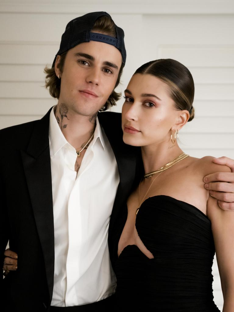 Hailey gets dressed up, and Bieber pops on a backwards hat. Picture: supplied