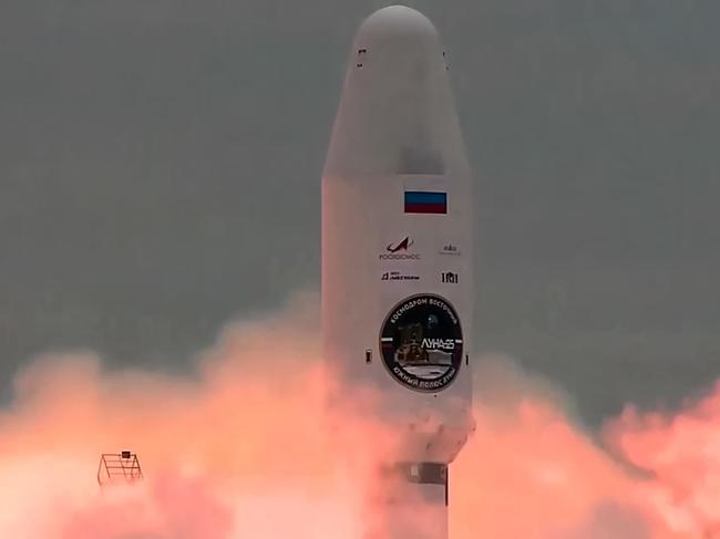 A Soyuz 2.1b rocket with the Luna-25 lander blasts off from the launch pad at the Vostochny cosmodrome, some 180 km north of Blagoveschensk, in the Amur region, on August 11, 2023. Picture: Russian Space Agency Roscosmos / AFP