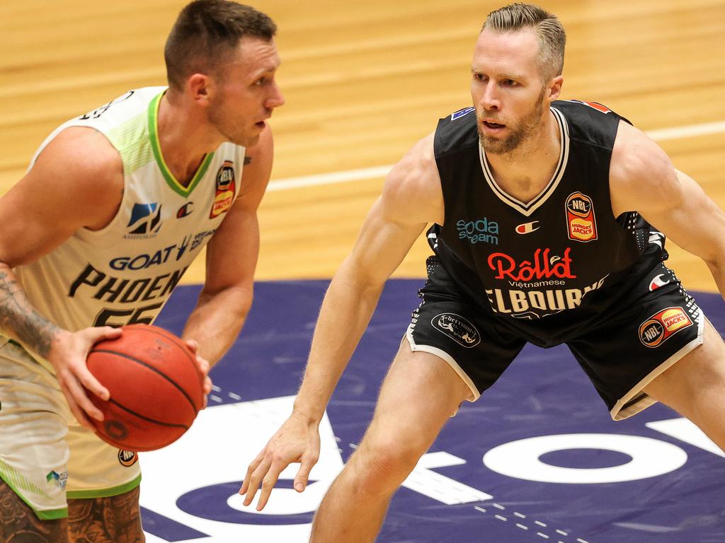 South East Melbourne Phoenix, featuring star Mitch Creek (left), could be a potential destination for Broekhoff. Picture: Martin Keep/Getty Images.