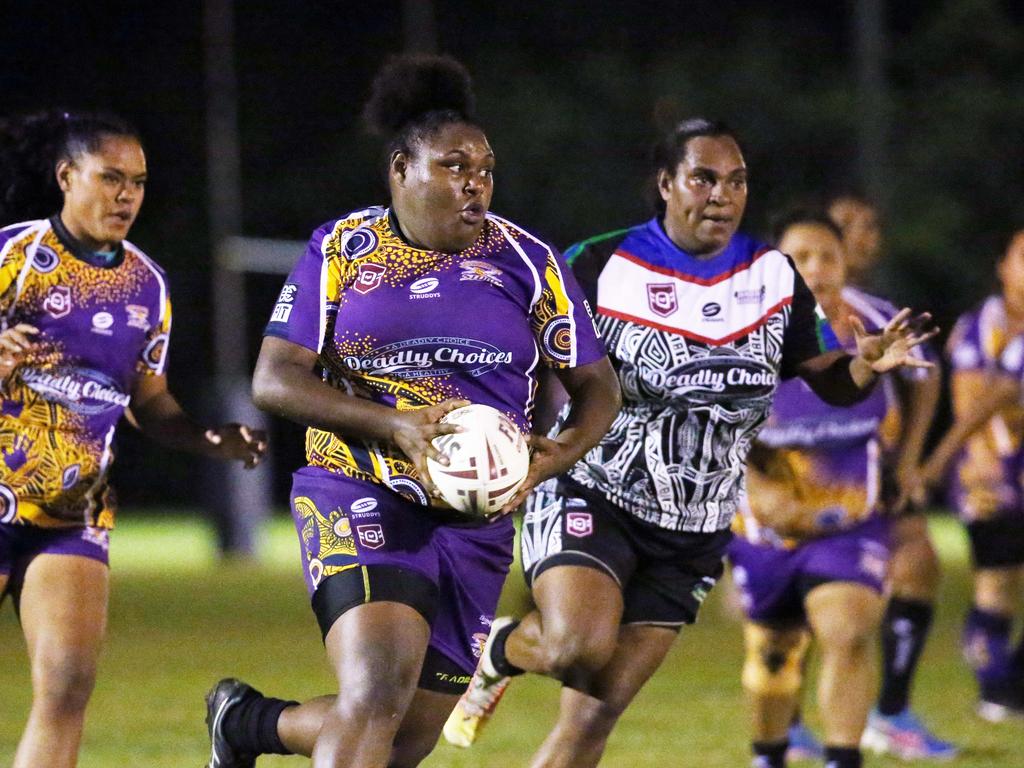 Edmonton's Martha Nomoa led the way for her team in the Cairns District Rugby League (CDRL) women's match between the Edmonton Storm and the Innisfail Leprechauns, held at the Smithfield Sporting Complex. Picture: Brendan Radke