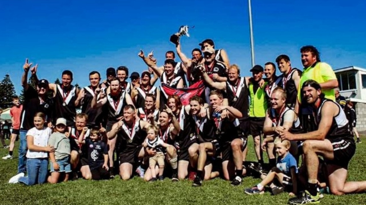 The Kalangadoo footy A-grade boys are hoping to take out their third straight premiership inn 2024. Picture: Supplied