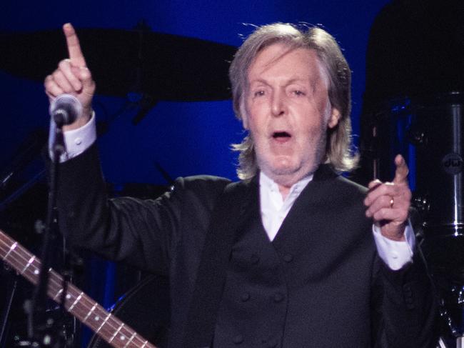 Paul McCartney performs during his Got Back Tour at the Adelaide Entertainment Centre , 18th October 2023 . Picture: Kelly Barnes