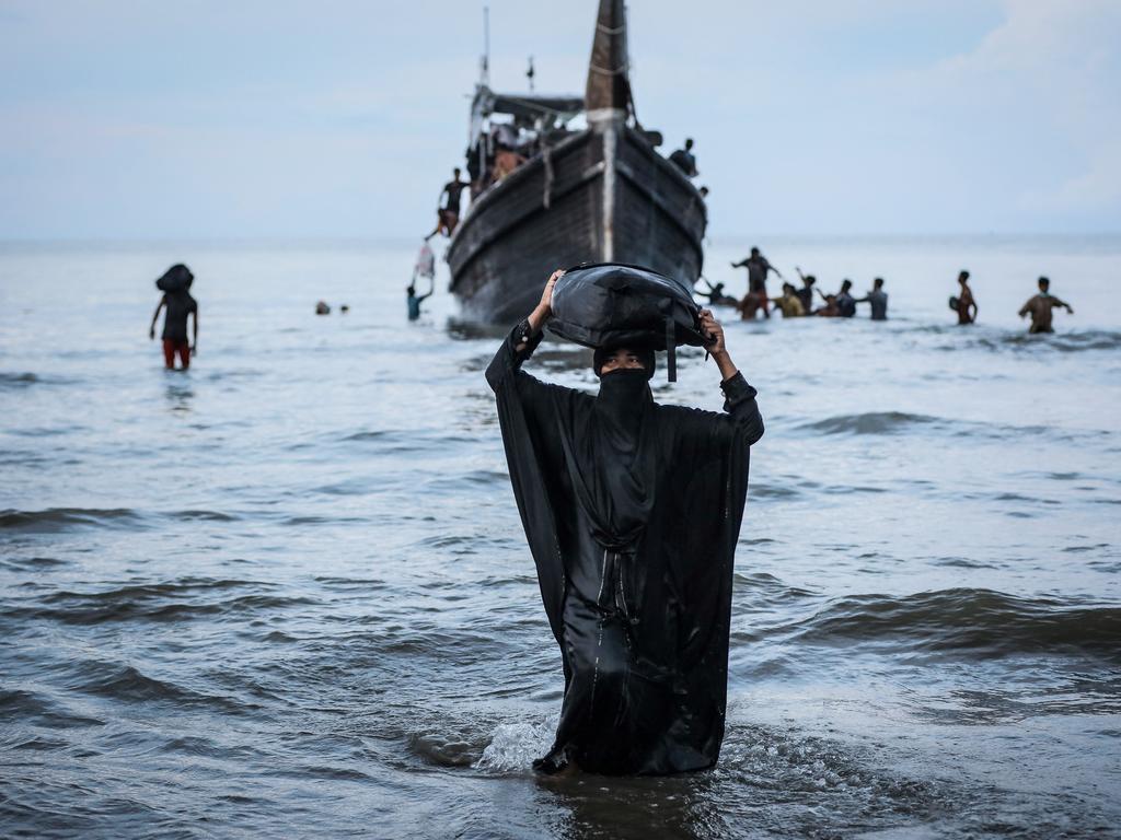 A Rohingya refugee walks to the beach in Ulee Madon, Aceh province, on November 16, 2023. Picture: Amanda Jufrian/AFP