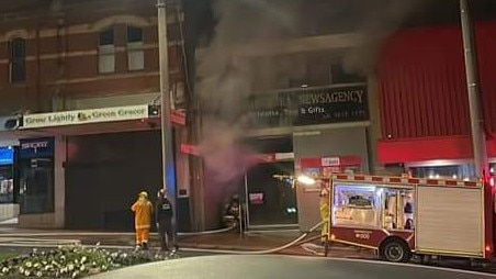 Fire has destroyed a newsagent in Korumburra.