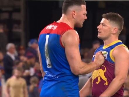 Steven May confronted Zorko over the incident. Picture: Channel 7