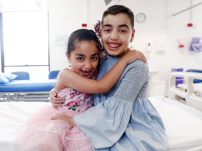 Alyssar Tabbah is recovering well after her younger sister Sara (left) donated her bone marrow to cure her of sickle cell disease. Picture: Sam Ruttyn