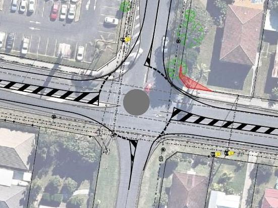 Mini roundabout option for Yamba Rd and Treelands Drive.