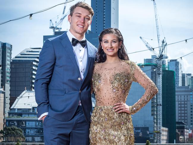 Patrick Cripps and Monique Fontana. Picture: Jake Nowakowski