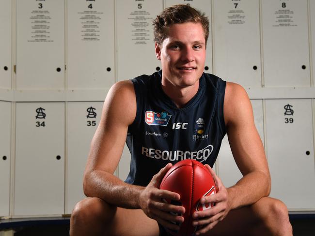 Young Victorian Hayden McLean has signed with South Adelaide for this season. He is pictured at Flinders University Stadium, Noarlunga Downs. Picture: Tricia Watkinson