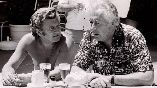 Bob Hawke and Gough Whitlam at the ALP conference in Terrigal in 1975.