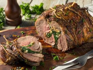 Roasted Stuffed Leg of Lamb with Spinach and Pine Nuts