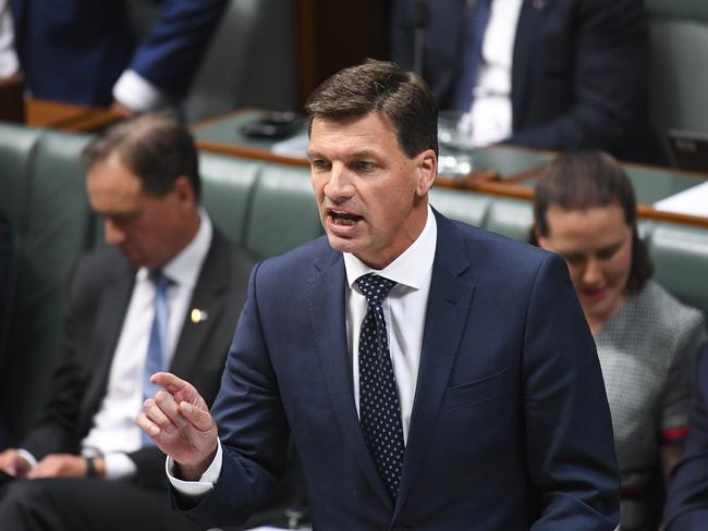 Australian Energy Minister Angus Taylor speaks during House of Representatives Question Time at Parliament House in Canberra, Monday, November 26, 2018. (AAP Image/Lukas Coch) NO ARCHIVING