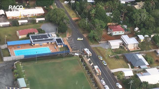 A large number of emergency services crews attended to help the injured boys. Picture: RACQ LifeFlight Rescue