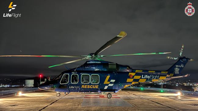 The rescue helicopter flew the man to hospital from Sunshine Coast Airport. Picture: LifeFlight