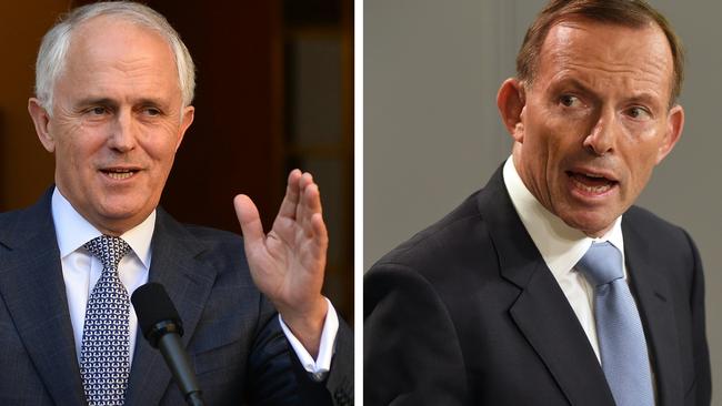 Malcolm Turnbull (L) has responded to the news that he followed a group called Vote Tony Out on Instagram. Picture: AFP