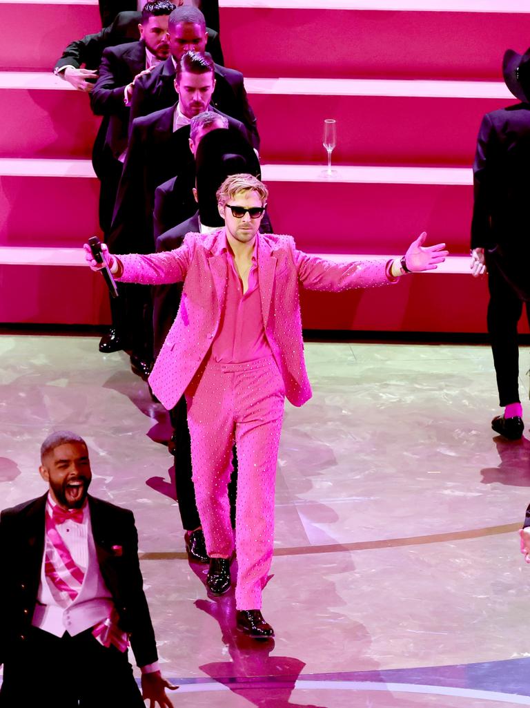 Ryan Gosling put on an epic performance of I’m Just Ken. Picture: Kevin Winter/Getty Images