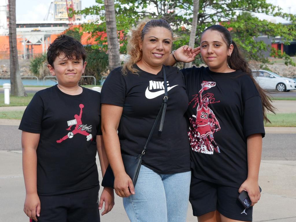 Mustafa, Hana Hamam and Mona before the Battle on the Reef boxing at Townsville Entertainment and Convention Centre on October 8. Picture: Blair Jackson