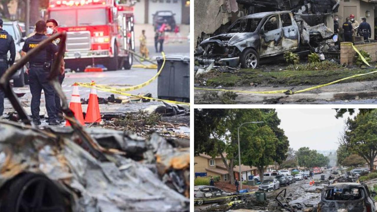 Deadly plane crash sets homes, cars on fire