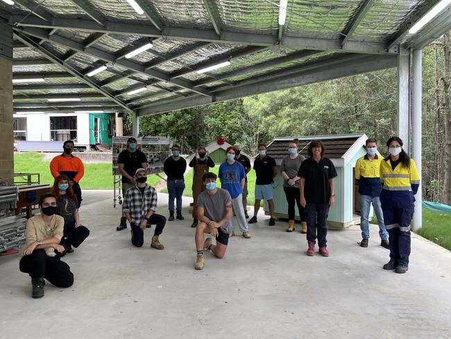 The students and team behind the elective unveiled the cubby houses at the University of Newcastle's Ourimbah campus on Tuesday.