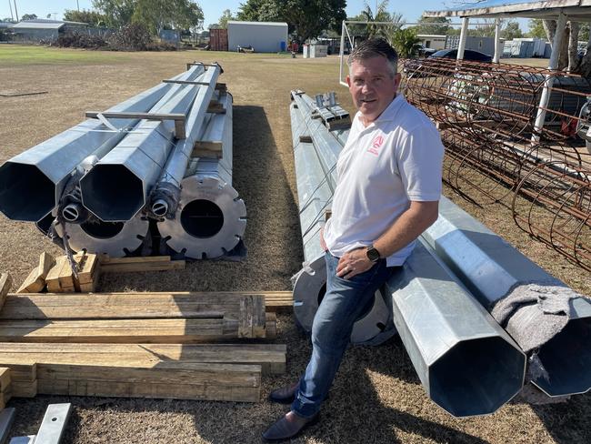 Football Queensland General Manager Northern Declan Carnes with $750,000 in LED lighting to be installed by late July. It was helped by a $500,000 contribution from the state government. Picture: Leighton Smith.