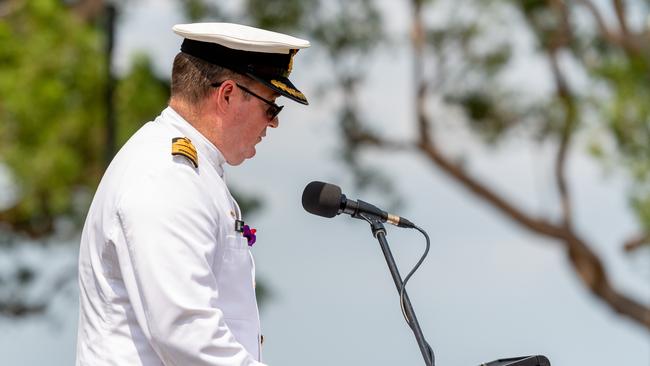 Darwin Remembrance Day commemorations at the Cenotaph in the Esplanade. Picture: Che Chorley