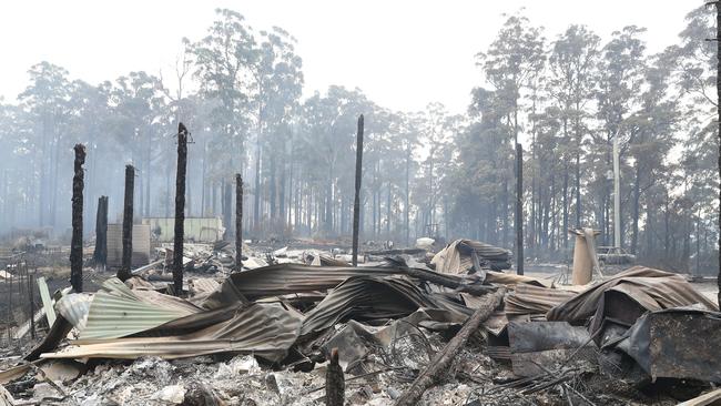 Home lost to the bushfire on the Huon Highway at Geeveston. 