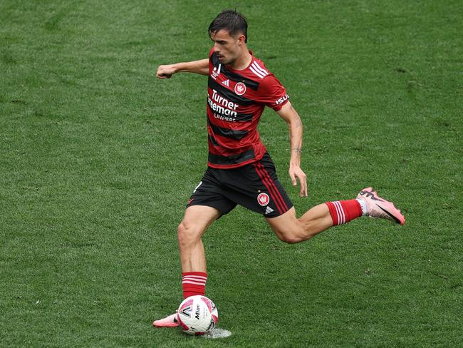 Western Sydney star Nicolas Milanovic scores from the penalty spot earlier this season. Picture: Robert Cianflone/Getty Images