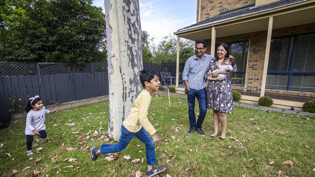 The Krishnan's are building their spacious dream home they are longing to move into after being locked down in a three-bedroom townhouse. Picture: Aaron Francis/The Australian