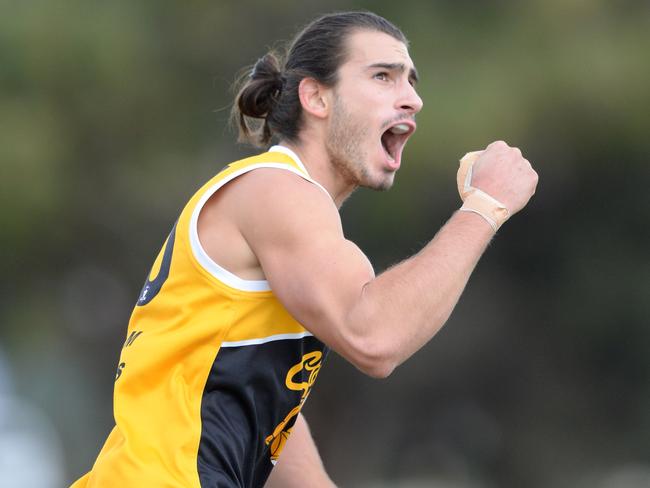 Luke Paynter likes to climb high for Frankston YCW. Picture: Chris Eastman