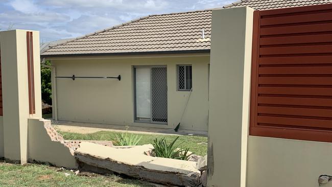 Damage to a house in Mudgeeraba's Clover Hill Drive where a woman was robbed by men with hammers late on December 29, 2019. Picture: Emily Halloran