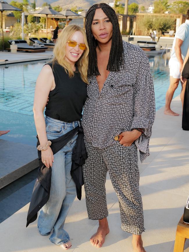 Kylie Minogue and Olivier Rousteing, Creative Director of Balmain during the One&amp;Only Aesthesis Grand Opening Party. Picture: Darren Gerrish/Getty Images