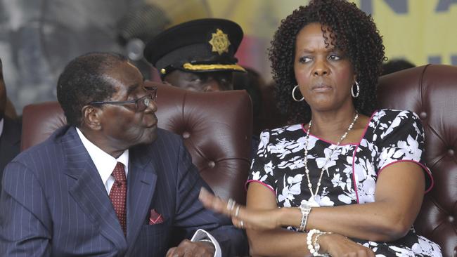 Robert and Grace Mugabe last year. Picture: AP