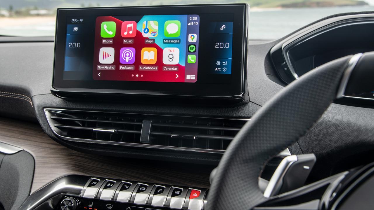 The Peugeot 3008 GT Sport infotainment system uses a combination of metal toggles and touchscreen operations.